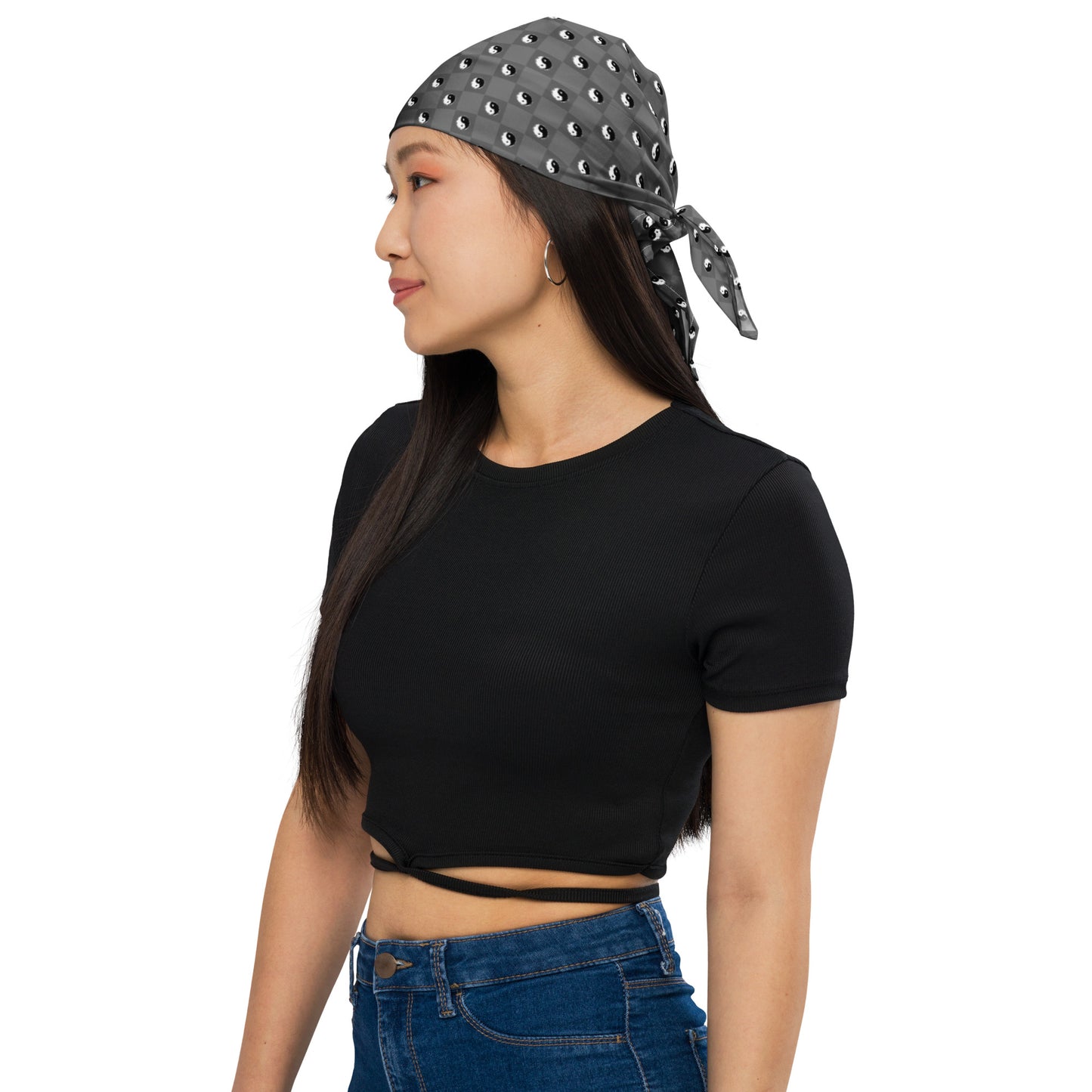 Yin Yang Gray Print Bandana