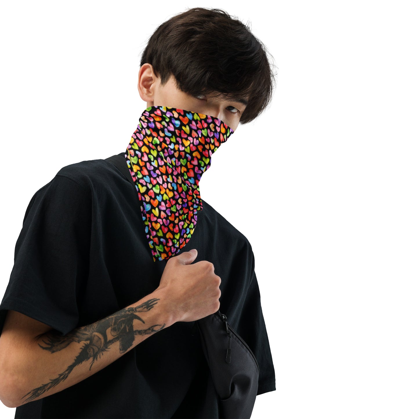 Colorful Heart Bandana Black BG