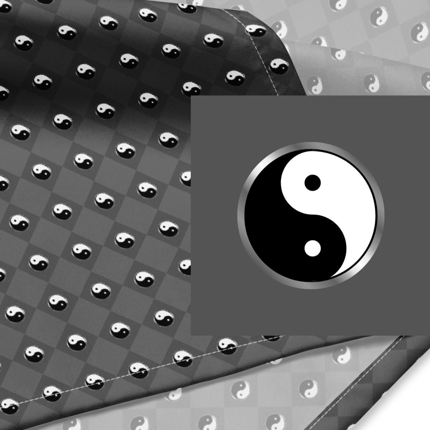 Bandana gris con estampado completo de Yin Yang