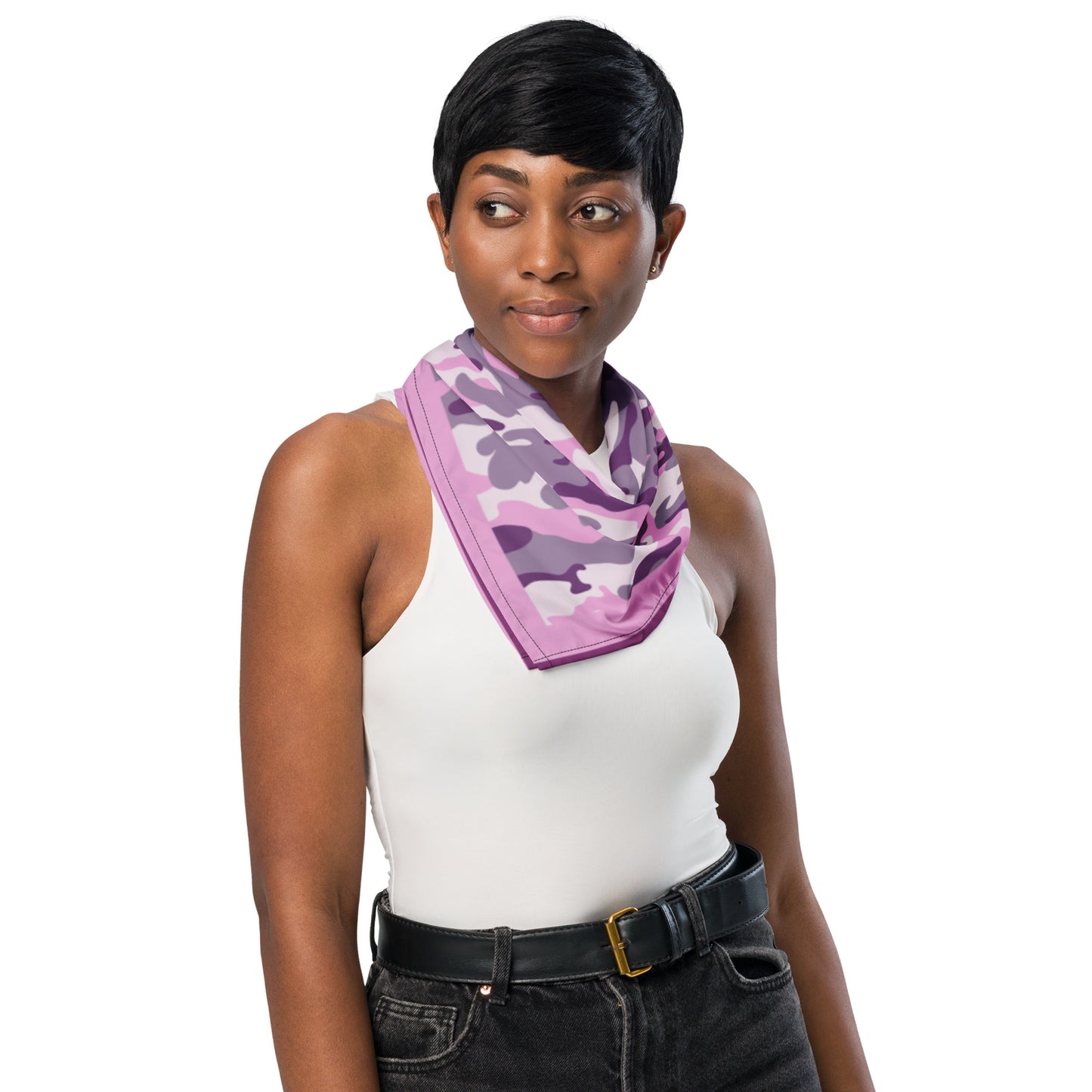 Pink Camouflage Print Bandana Handkerchief Scarf