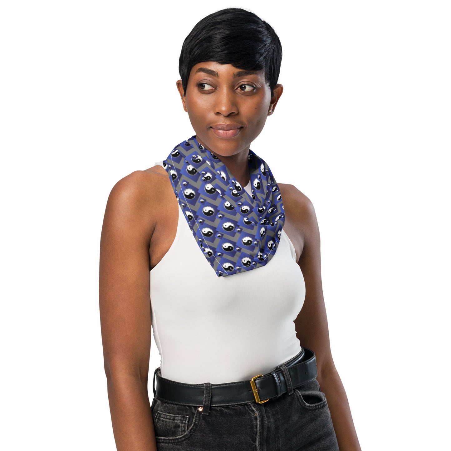 Pañuelo morado con estampado completo de Yin Yang
