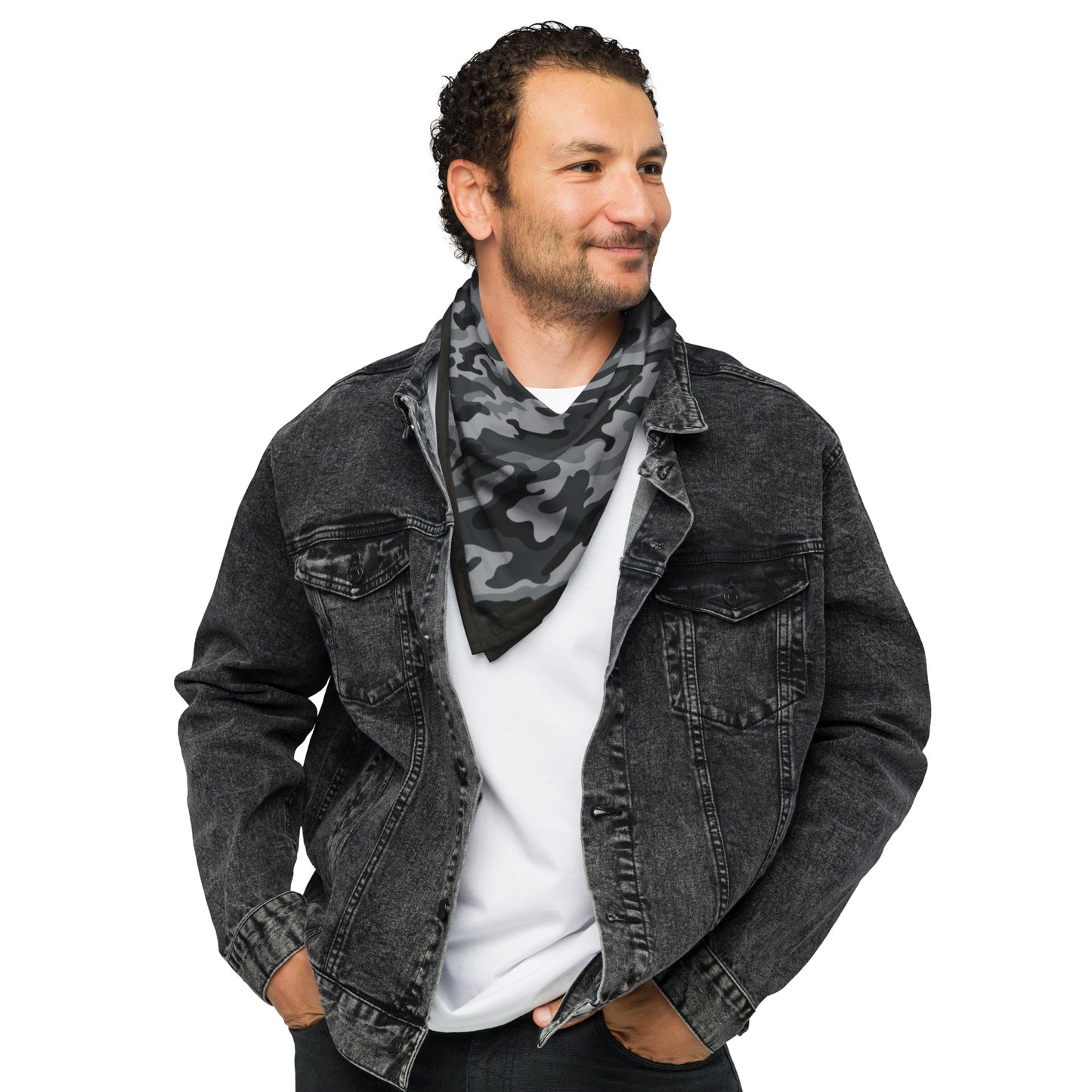 Bandana con estampado integral de camuflaje gris