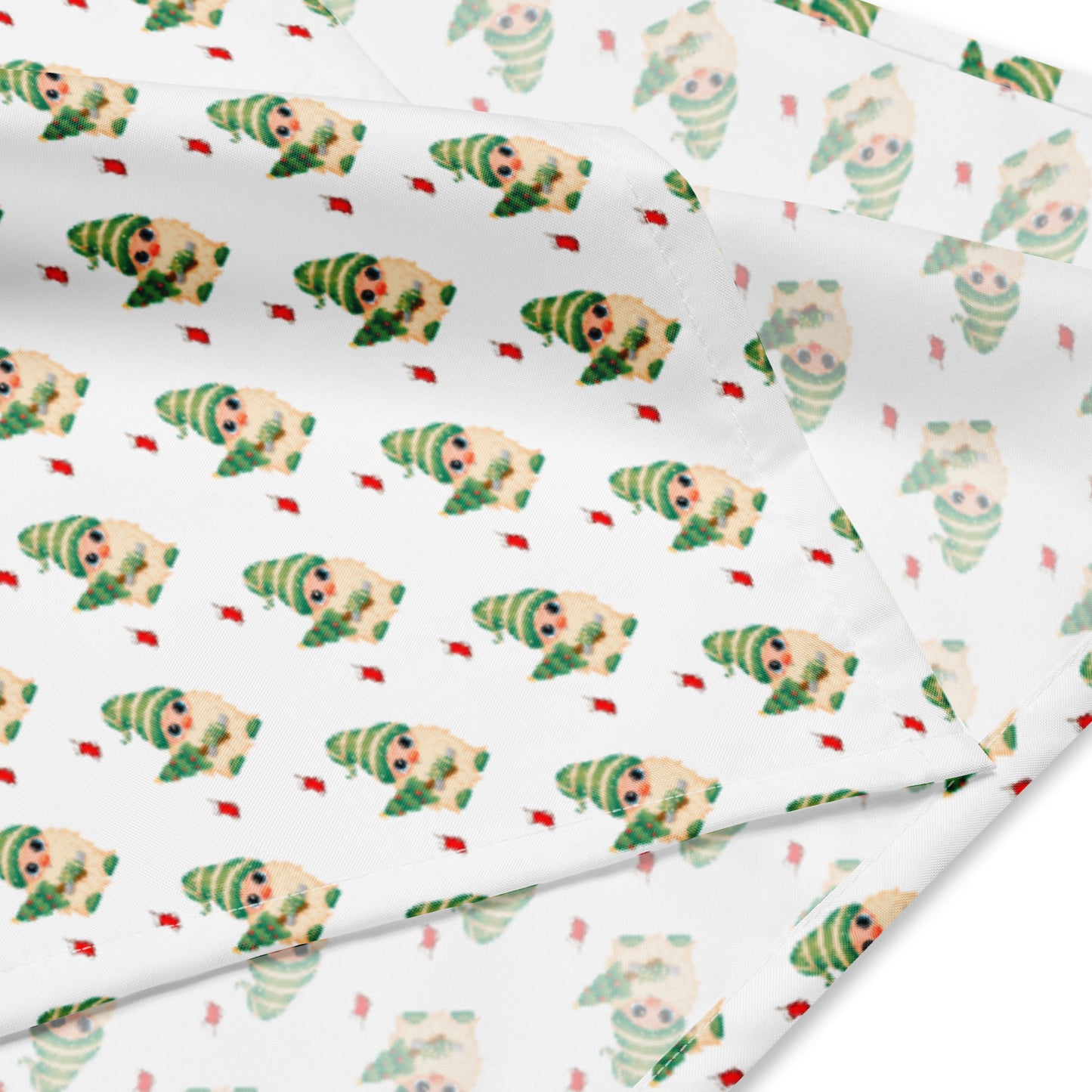 Christmas Gnome Green White Background Bandana