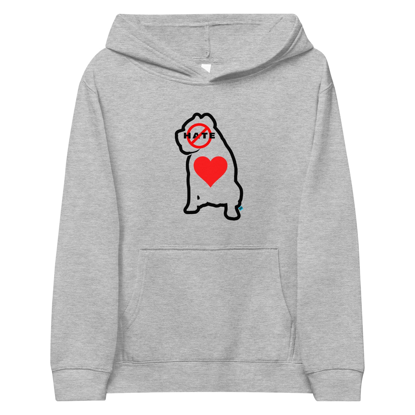 Unisex No Hate Heart Kids S-XL Fleece Hoodie