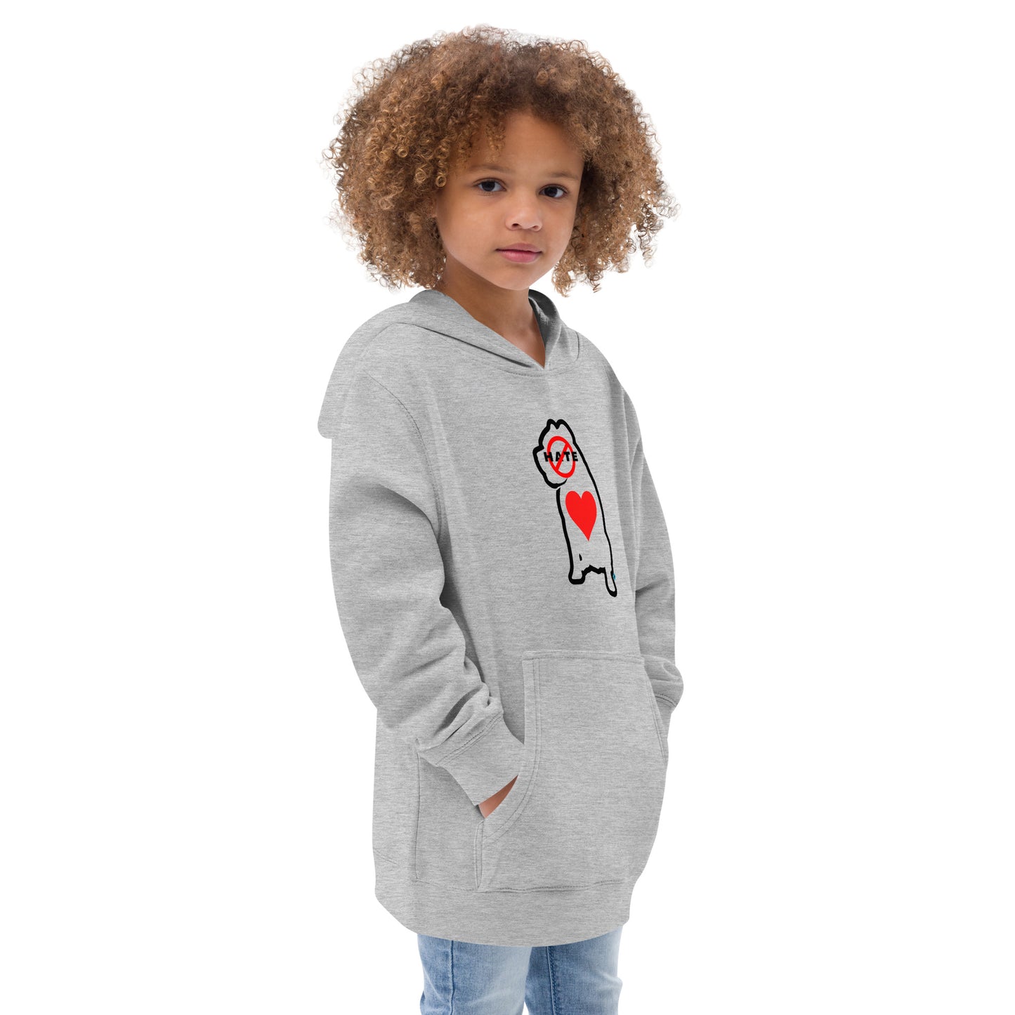 Unisex No Hate Heart Kids S-XL Fleece Hoodie
