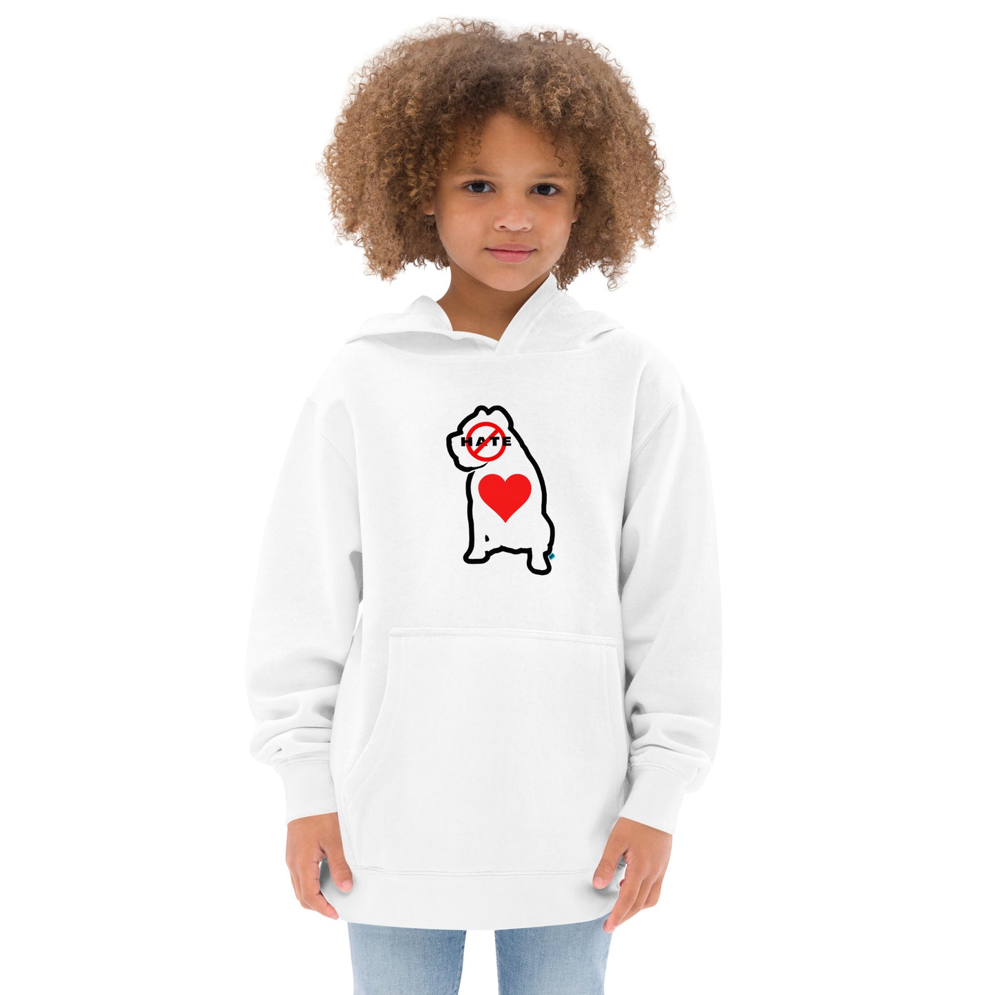 Unisex No Hate Heart Kids S-XL Fleece Hoodie