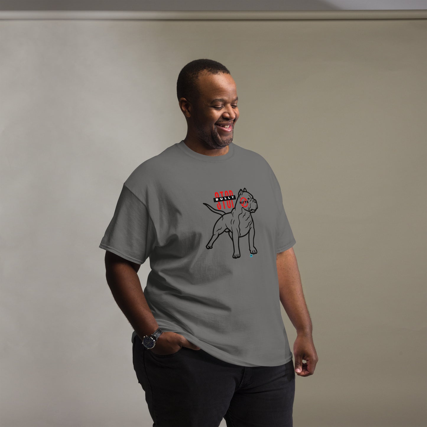 Stop American Bully Dog Hate Blk Men's Classic Tee