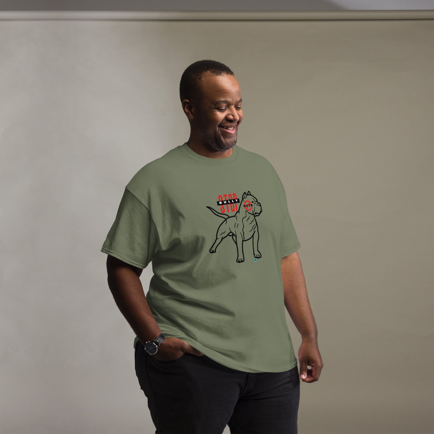 Stop American Bully Dog Hate Blk Men's Classic Tee