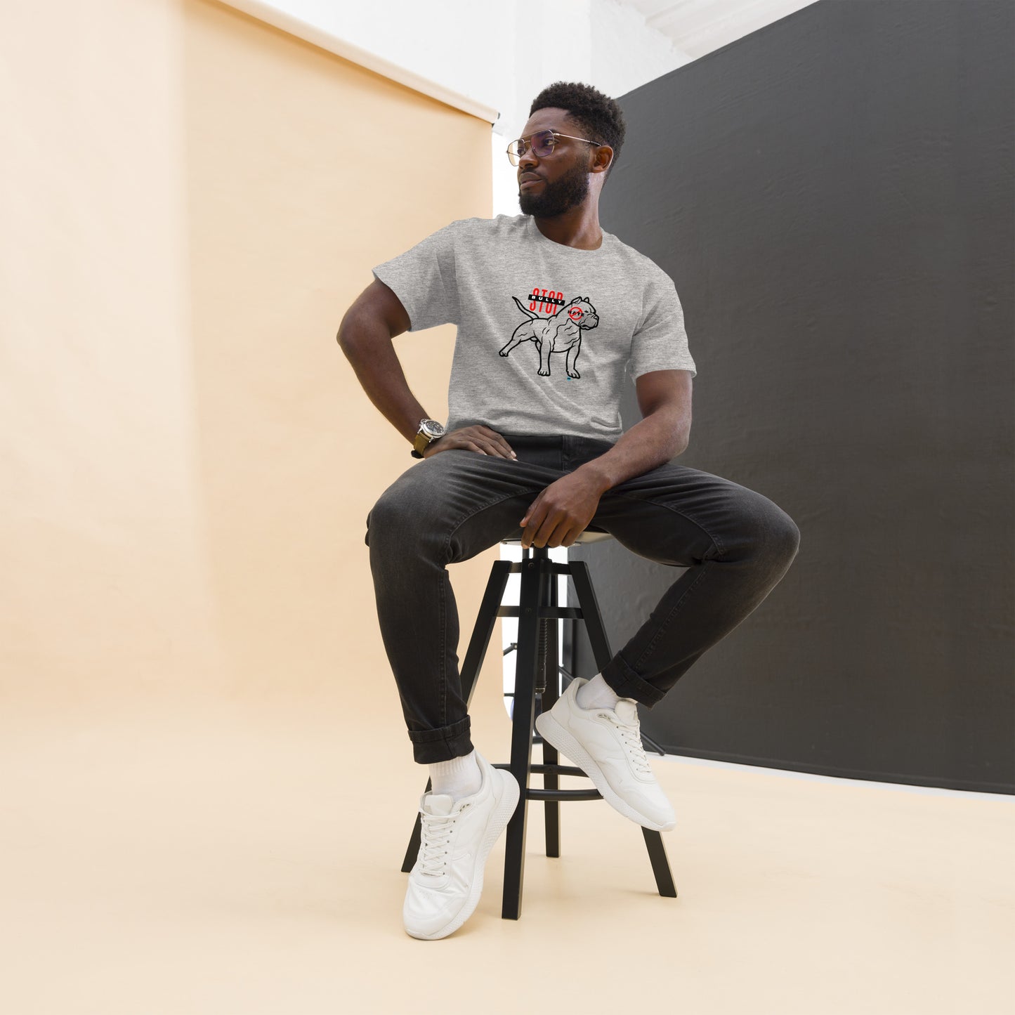 Stop American Bully Dog Hate Blk Men's Classic Tee