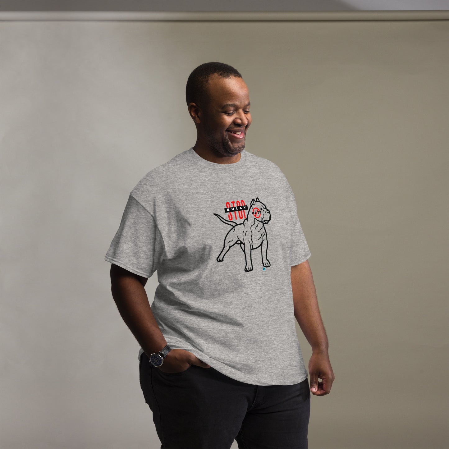 Stop American Bully Dog Hate Blk Men's Classic Tee