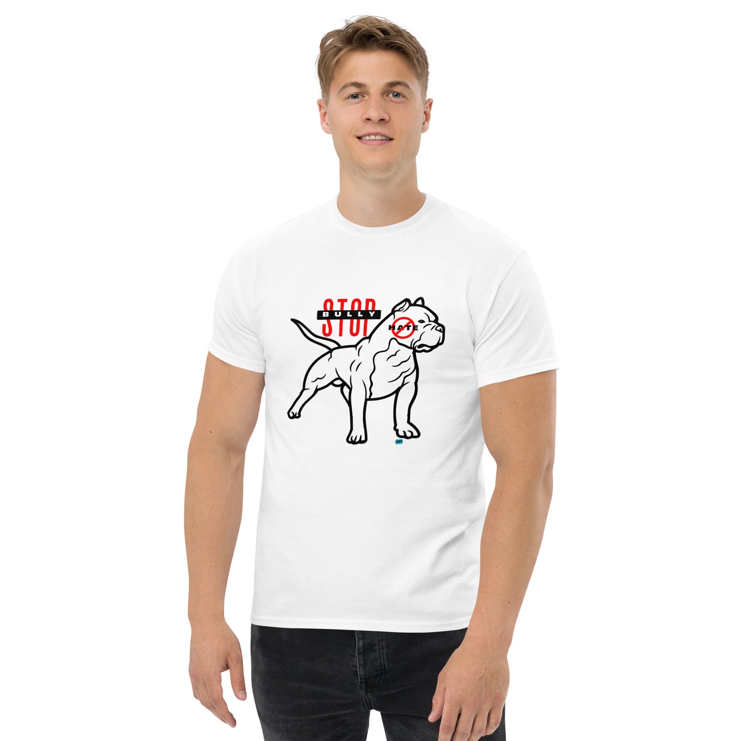 Stop American Bully Dog Hate Blk Men's Classic Tee