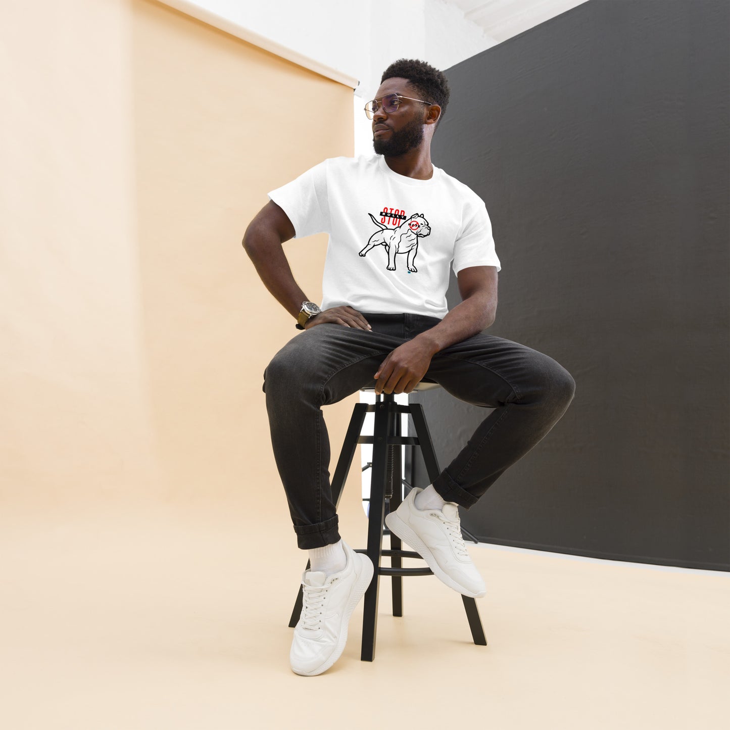 Stop American Bully Dog Hate Blk Men's Classic Tee