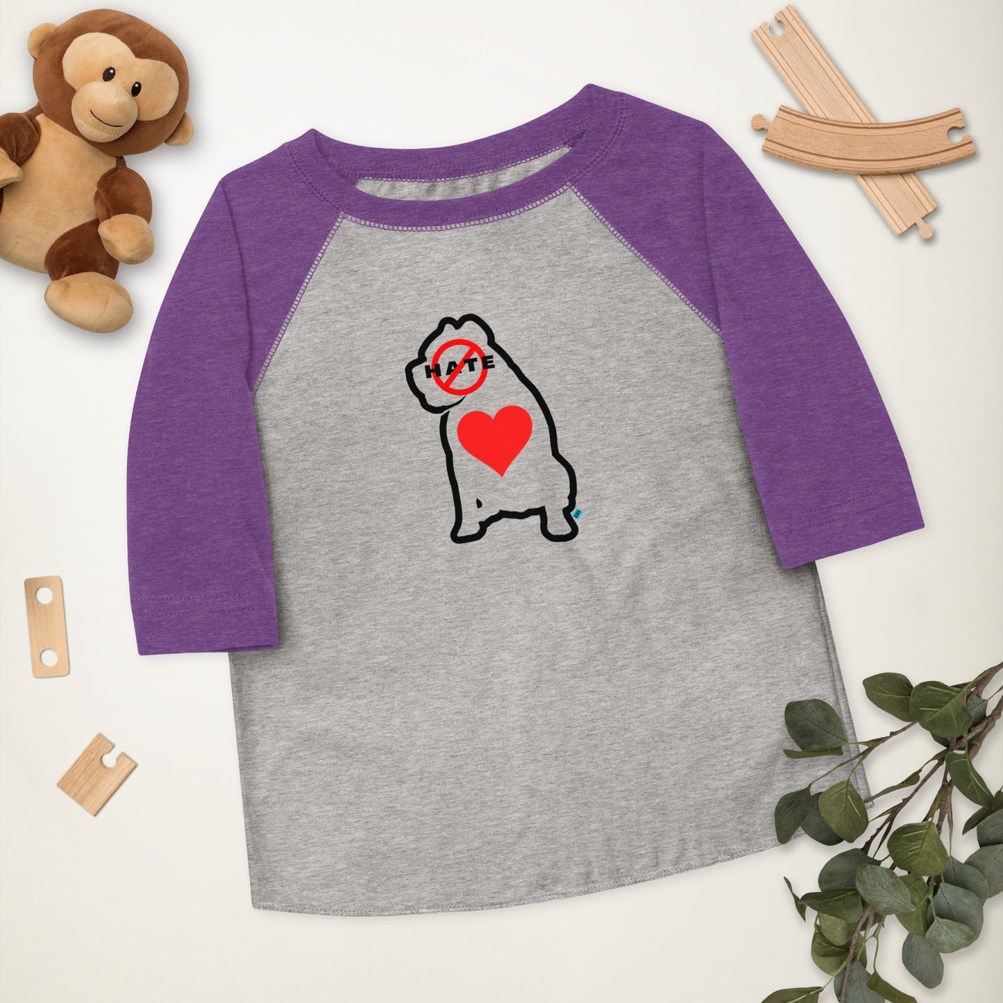No Hate Heart Toddler 2t-6 Baseball Shirt