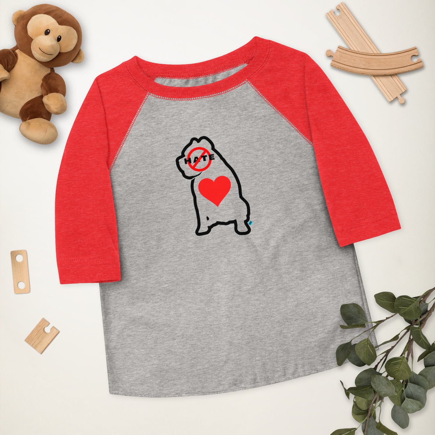 No Hate Heart Toddler 2t-6 Baseball Shirt