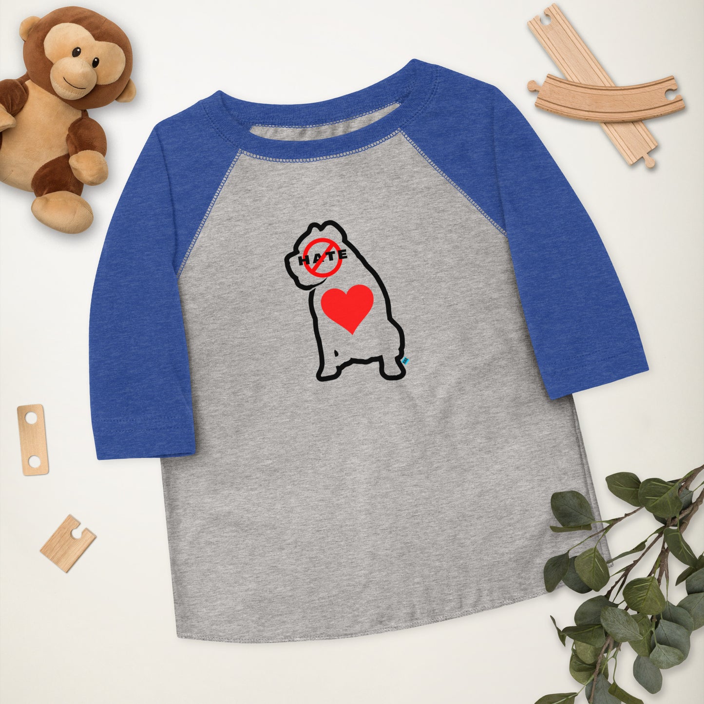 No Hate Heart Toddler 2t-6 Baseball Shirt