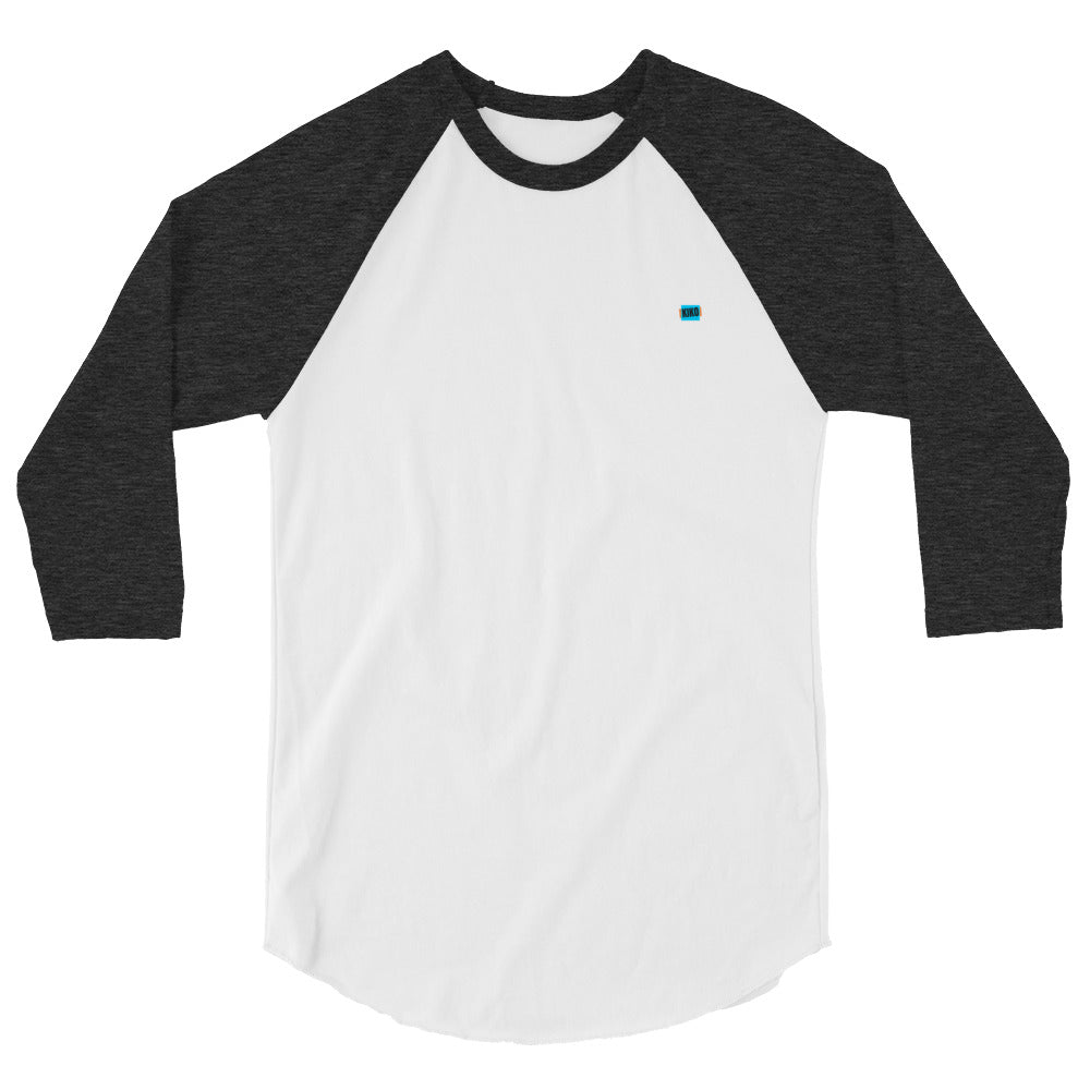 3/4 sleeve baseball raglan t-shirt white with black colored sleeves and kiko logo left chest
