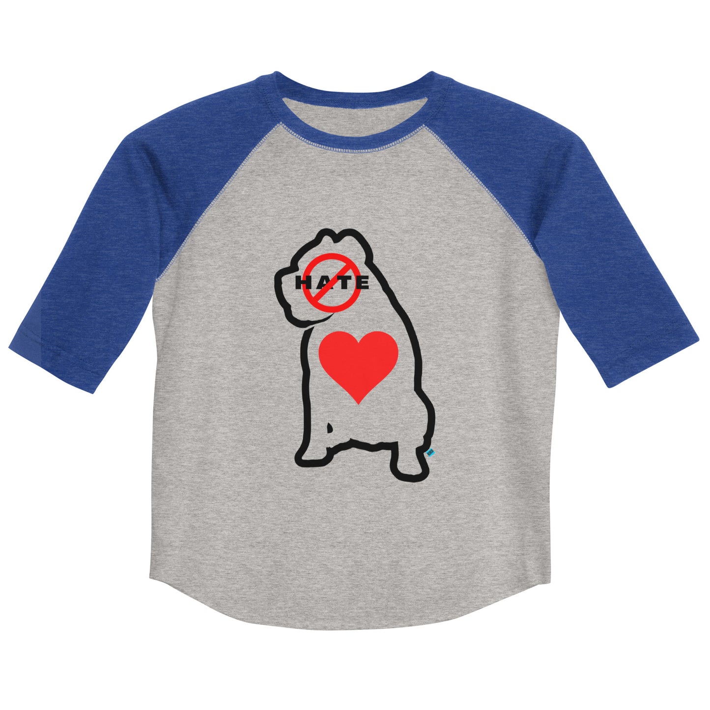 No Hate Heart Youth S-XL Baseball Shirt